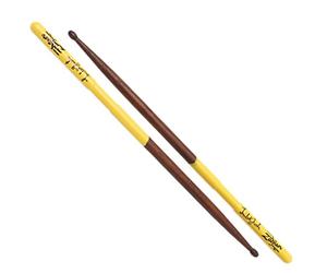 Zildjian Artist Series Hickory Drumsticks - Trilok Gurtu - Wood Tip - Walnut Stain - Yellow DIP Natural