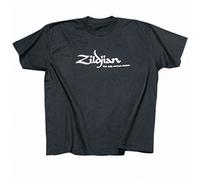 Zildjian T-shirt classique noir à manches courtes, taille moyenne, unisex, coupe classique, col roulé, coton 100%