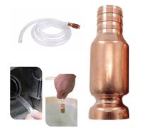 Zilimontt 1 tuyau de remplissage en cuivre avec siphon en laiton pour transfert manuel de liquide, hauteur 63 mm, compatible avec carburant, eau, huile, pas besoin d'aspiration de bouche