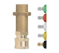 Zilimontt Adaptateur de nettoyeur haute pression avec raccord rapide en laiton de 6,35 mm et 5 buses pour un nettoyage efficace des voitures, patios et allées