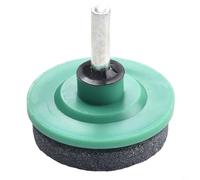 Zilimontt Aiguiseur de tondeuse à gazon pour perceuse électrique et manuelle avec pierre à aiguiser en corindon marron de 50 mm et tige de 6,35 mm de diamètre (vert)