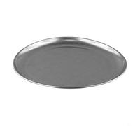 Zilimontt Assiette de camping ronde en acier inoxydable à double paroi pour barbecue, pique-nique et randonnée, plat en métal 304 poli miroir de qualité alimentaire pour salade, fruits (26 cm)