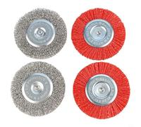 Zilimontt Brosse métallique pour perceuse électrique, meule de coupe de 100 mm avec tige de 6 mm, outil de soie abrasive en nylon pour le polissage du métal, comprend 2 brosses métalliques et 2