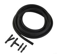 Zilimontt Buse de lave-glace de rechange avec tuyau de 2 m et 4 connecteurs, compatible avec la plupart des systèmes de lave-glace, plastique ABS + caoutchouc, noir