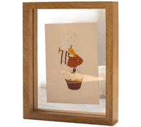 Zilimontt Cadre flottant avec double panneaux de verre pour affichage mural ou de table, cadre en MDF offrant une protection et une visualisation des deux côtés (bois)