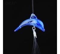 Zilimontt Carillon à vent créatif en tube métallique avec motif dauphin pour décoration de jardin et maison, 40 cm de long, 4 tubes, construction acrylique et métal (bleu)