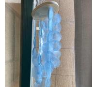 Zilimontt Carillon éolien Capiz de 71,1 cm fabriqué à la main avec dessus en bois robuste pour balcon, jardin ou cour extérieure, créant une atmosphère paisible et apaisante (wathet)