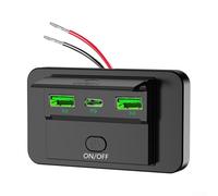 Zilimontt Chargeur de voiture USB avec double USB 3.0 et PD 3.0, charge rapide pour véhicules de 12 à 24 V, sortie 30 W, coque en alliage d'aluminium, indicateur LED, fil de 0,13 m, noir (lumière