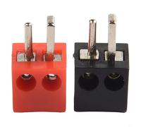 Zilimontt Connecteur de haut-parleur Hi-Fi 2 broches DIN - Accessoires de terminal audio - Connexion à vis en cuivre - Coque en ABS - Rouge et noir - Design en forme de T pour terminaison