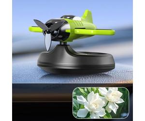 Zilimontt Diffuseur de parfum rotatif pour intérieur de voiture, désodorisant à énergie solaire avec hélice, diffuseur de parfum ABS compact pour véhicules, tables, (vert gardénia)