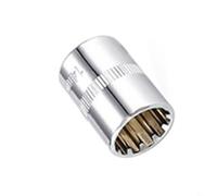Zilimontt Embout à douille court à 12 points, finition miroir, entraînement carré de 3/8", acier au chrome vanadium, résistant à la corrosion, poignée à couple élevé pour clé à cliquet ou rallonge (14