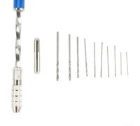 Zilimontt Ensemble de forets manuels avec 10 petits forets, perceuse manuelle automatique 0,5-3 mm bleu allongement pour modèles en bois et plastique, kit d'outils en aluminium (type B : 0,5-2,0 mm