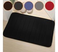 Zilimontt Ensemble de tapis de bain en mousse à mémoire de forme conçu pour la salle de bain et la douche avec envers antidérapant et texture douce lavable (noir)