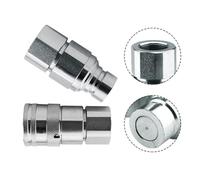 Zilimontt FF Jeu de raccords rapides hydrauliques à face plate avec robinets de chasse - carbone et acier inoxydable, plaqué zinc blanc, pour NPT /4" 3/8" /2" 3/4" - Mobile industriel et (G1/4))