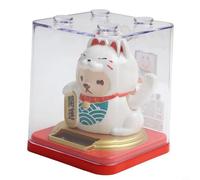 Zilimontt Figurine de chat porte-bonheur agitant à énergie solaire avec capteur de lumière, balancement automatique du bras, décoration de bureau en plastique pour la maison, le bureau, la voiture