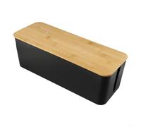 Zilimontt Grande boîte de rangement de câbles avec couvercle en bois, organisateur de multiprise en plastique pour cacher les fils, protéger les prises contre les enfants et les animaux domestiques