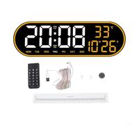 Zilimontt Grande horloge murale numérique avec télécommande | Horloge électronique LED de 38,1 cm avec date et alarme de température | 5 niveaux de luminosité réglables pour cuisine, chambre à coucher