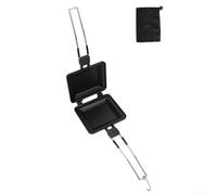 Zilimontt Gril à sandwich portable pliable pour camping et extérieur - En alliage d'aluminium - Pour le petit-déjeuner - Avec non - 33 x 14 x 4,5 cm - Noir