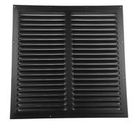 Zilimontt Grille d'aération en aluminium pour sortie d'air murale extérieure, grille d'aération murale à persiennes, couvercle d'aération CVC, 100 x 100 mm à 400 x 400 mm, noir (400 x 400 mm)