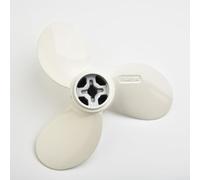 Zilimontt Hélice hors-bord à 3 lames en alliage d'aluminium 184 mm x 127 mm, trou d'arbre de 10 mm, pour 2 moteurs de bateau marin HP, blanc - Compatible avec les petits moteurs hors-bord