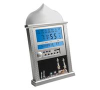 Zilimontt Horloge murale numérique musulmane avec affichage de la température, calendrier, écran LCD, 1500 villes du monde, réveil Azan pour la maison et le bureau (argenté)