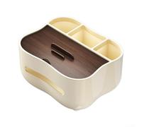 Zilimontt Housse de boîte à mouchoirs en bois et ABS avec porte-serviettes - Organiseur multifonction pour salle de bain et bureau, compact 13 x 17 x 21 cm (noyer + ABS)