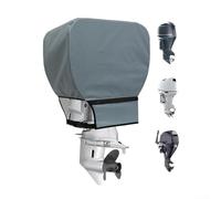 Zilimontt Housse imperméable pour moteur hors-bord Oxford 210D, protection de capot de moteur de bateau avec sangle réglable et ourlet élastique, sac de rangement gris pour moteurs marins (jusqu'à 25