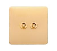 Zilimontt Interrupteur à bascule en laiton rétro à levier 1/2 voies type 86 pour contrôle de l'éclairage de la maison, plaque murale décorative fabriquée à la main, finition dorée, 86 x 86 x 37 mm (2