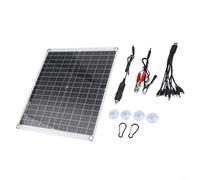 Zilimontt Kit de panneau solaire 50 W 12 V double chargeur USB monocristallin flexible léger pour bateaux, camping-cars, camions d'extérieur 360 x 330 x 3 mm pour batterie 12 V camping randonnée