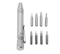 Zilimontt Kit de tournevis de poche avec 8 têtes interchangeables pour réparation et démontage, outil multifonction pour la maison et l'atelier en noir, rouge, bleu (argent)