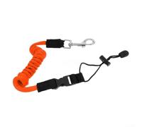 Zilimontt Laisse enroulée pour canoë et bateau - 155 cm - Équipement de sécurité pour sécuriser la canne à pêche ou le bâton - Avec boucle en cuivre - Élastique résistant à l'abrasion - Orange