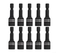 Zilimontt Lot de 10 adaptateurs de douilles hexagonales magnétiques avec tête de 8 mm et tige de 10,2 cm pour perceuses électriques, tournevis pneumatiques et outils de réparation domestique - Acier