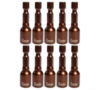 Zilimontt Lot de 10 adaptateurs de douilles magnétiques de 8 mm avec tige hexagonale de 10 cm pour tournevis électrique et pneumatique, kit de tourne-écrous en alliage d'acier