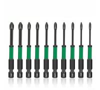 Zilimontt Lot de 10 embouts de tournevis magnétiques noirs avec tête cruciforme PH1 et PH2, longueur 75 mm, tige hexagonale de 10 cm pour montage de meubles et réparation automobile