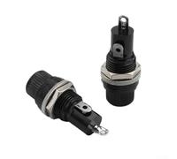 Zilimontt Lot de 10 porte-fusibles à montage sur panneau pour fusibles à tube de verre de 5 x 20 mm, bornes à souder 10 A 250 V, écrou résistant aux hautes températures, bouchon à vis noir
