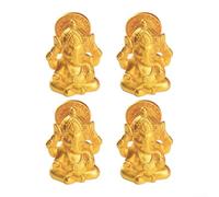 Zilimontt Lot de 10 statues d'éléphant en résine du Seigneur Ganesh doré - Décoration indienne pour la maison, le jardin, la voiture