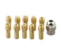 Zilimontt Lot de 11 mini mandrins de perceuse avec pinces en laiton de 0,5 à 3,2 mm pour meuleuse électrique, sandwich en cuivre et écrou argenté compatible avec outils rotatifs