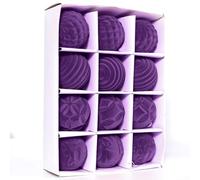 Zilimontt Lot de 12 boules de Noël de 6 cm - Décorations de sapin de Noël pour fête de mariage - Boules de Noël - Flocage peint - Boule en peluche à suspendre (violet)