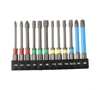 Zilimontt Lot de 12 embouts de tournevis magnétiques de 65 mm avec tête Torx, hexagonale et cruciforme PH0 PH1 PH2 H4 H5 H6 pour T15 pour T20 pour T25 pour PZ2 pour outils d'électricien professionnels
