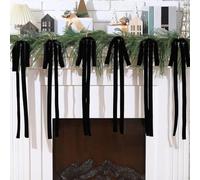 Zilimontt Lot de 12 nœuds en velours vintage pour sapin de Noël, couleurs festives, grands nœuds en ruban pour couronnes de vacances, guirlandes et décoration d'intérieur saisonnière (noir)