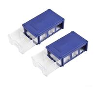 Zilimontt Lot de 2 boîtes de rangement empilables en plastique pour composants et vis - Organiseur d'outils épais avec tiroirs transparents, montage mural et empilable sur une table (bleu)