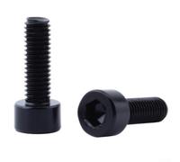 Zilimontt Lot de 2 boulons M5 x 15 mm en alliage d'aluminium à tête hexagonale antirouille pour porte-bouteille de vélo (noir)