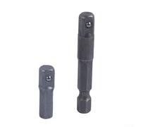 Zilimontt Lot de 2 clés d'extension avec tige hexagonale de 6,35 mm vers douille 6,35 mm avec roulement à billes à ressort, acier au chrome vanadium, longueur de 25 mm et 50 mm pour