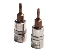 Zilimontt Lot de 2 douilles Torx en acier au chrome vanadium, entraînement 6,35 mm, T8-T40, durci pour plus de durabilité, ajustement précis pour usine, atelier de réparation, assemblage de meubles
