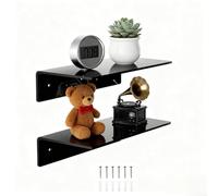 Zilimontt Lot de 2 étagères flottantes en acrylique conçues avec une épaisseur de 4 mm et des bords arrondis polis, supporte jusqu'à 6,8 kg, pour organiser les plantes, les livres et les cosmétiques