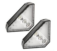 Zilimontt Lot de 2 lampes solaires d'extérieur LED pour marches d'escalier de jardin, allée - Lampes solaires étanches IP65 avec lumière chaude 3000 K et lumière blanche 6000 K, 8 x 8 x 3,9 cm