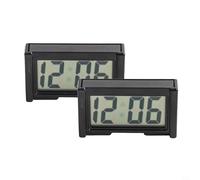 Zilimontt Lot de 2 mini horloges numériques avec grand écran pour tableau de bord de voiture et grille d'aération, matériau ABS, fonctionne avec piles, pour une installation facile, noir