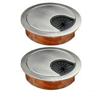Zilimontt Lot de 2 passe-câbles ronds en alliage de zinc pour solutions de gestion des câbles de bureau - Attaches de câbles métalliques en bronze vert, bronze rouge et (50 mm)