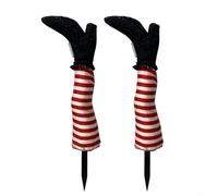 Zilimontt Lot de 2 pattes de sorcière pour Halloween, décoration de fête en plein air, violet, rouge, orange, vert, noir, blanc, longueur totale de 47 cm avec mousse (rouge)