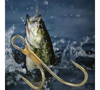 Zilimontt Lot de 20 hameçons doubles pour la pêche au sandre, en acier à haute teneur en carbone, avec épines renforcées et grands yeux, compatibles avec (1#)